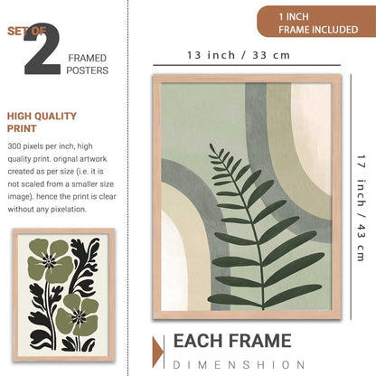 Aesthetic Boho Art Home Decoration | Boho Paintings With Frame For Living Room Bed Room Hotel Wall Decor Digital Reprint Set of 2 (13X17 inch)