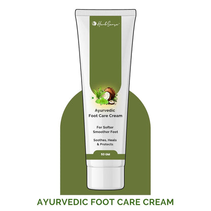HerbSense Ayurvedic Foot Care Cream, For Dry & Cracked Heels, Enriched Shea Butter, Ginger, Lemon Coconut Oil & Herbs, 50g, Soothes, Heals & Protects