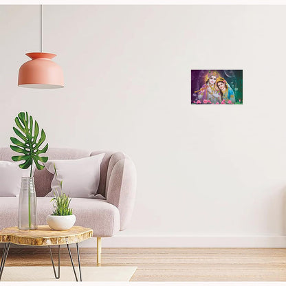 Radha Krishna Paintings for Living room, Radha Krishna Poster Big Size with Sparkle Coated Lamination - 171 (Self Adhesive) 18x24 Inch