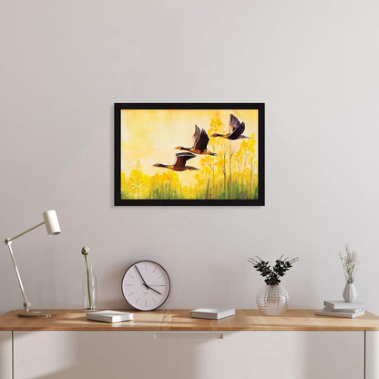 Birds Wall Decor Paintings with Frame for Home Decoration, Painting for Living Room - Framed Painting for Wall Decoration, 12.0 X 18.0 inches, Set Of 1