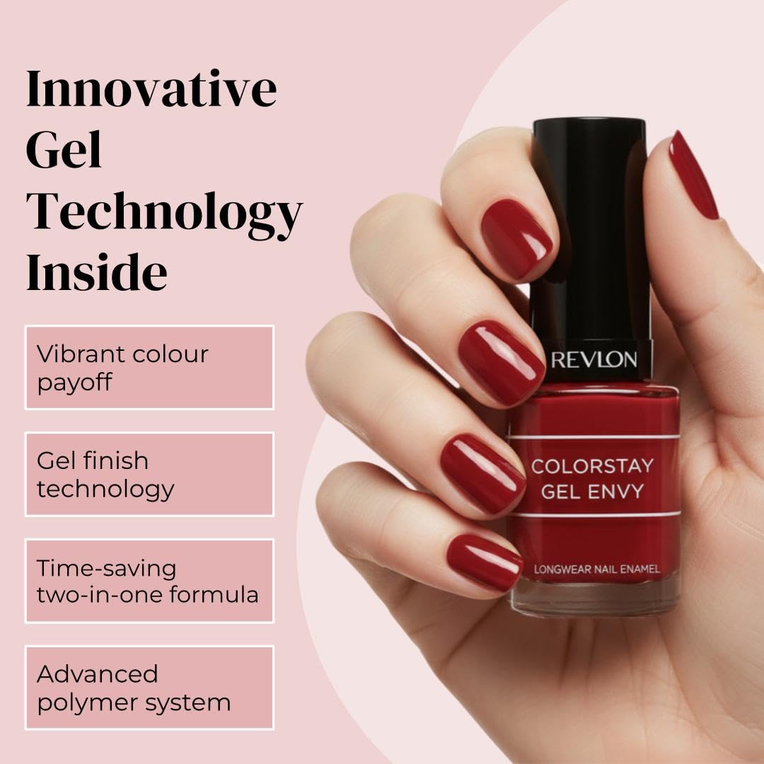 REVLON Colorstay Gel Finish Envy Long Wear Nail Enamel, Queen of Hearts, 11.7ml, Pack Of 1