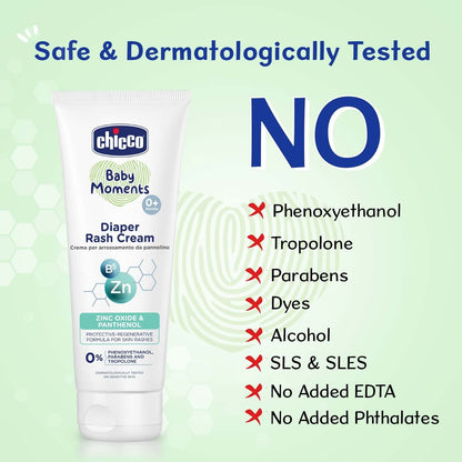 Chicco Baby Moments Diaper Rash Cream, New Advanced Triple Protection Skin Shield Formula with Natural Ingredients to Prevent Rashes & Irritation, No Phenoxyethanol & Parabens (100g)
