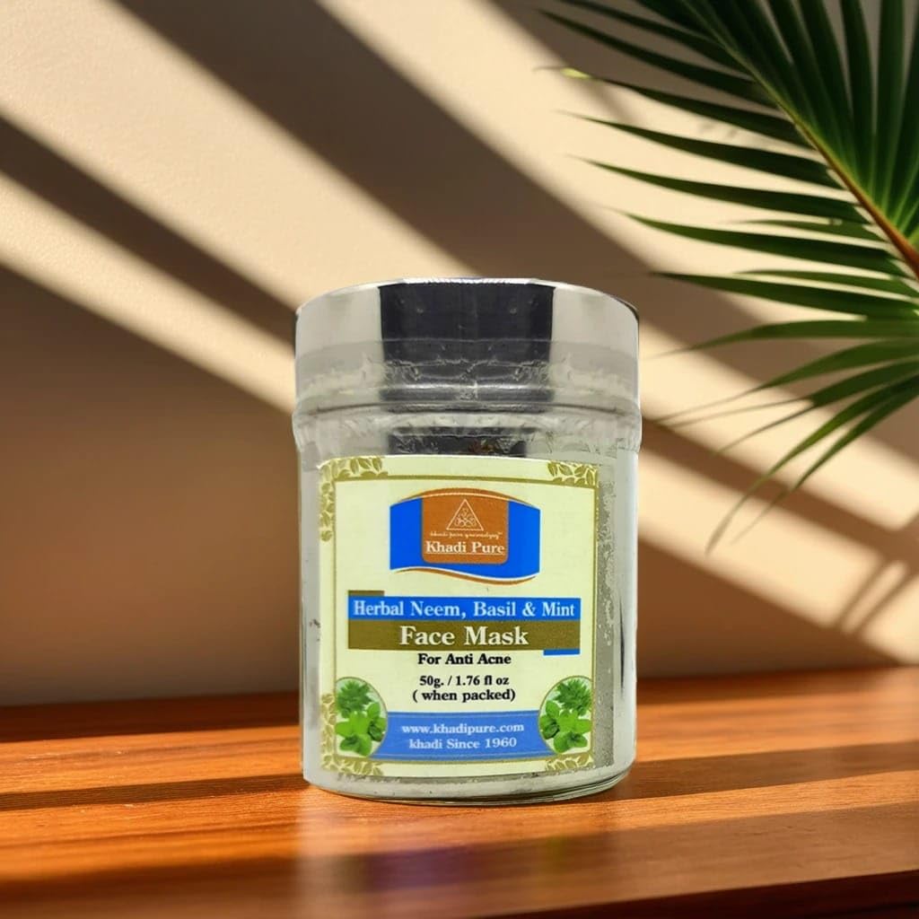 Khadi Pure Herbal Neem, Basil & Mint Face Mask (Anti-Acne), 50 g, Beige, (KPNEMFPX1)