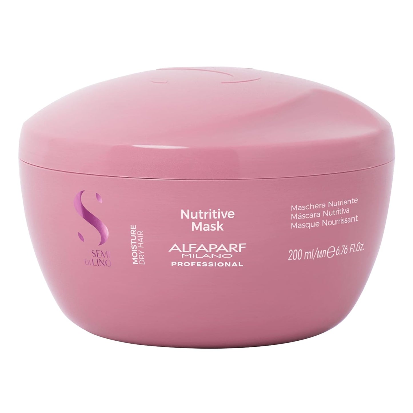 ALFAPARF MILANO Moisture Nutritive Mask For Dry Hair Frizzy, Frizz Anti-Dryness Hair - Safe On Color Treated Hair, Paraben And Paraffin Free, Paraben And Paraffin Free Semi Di Lino, 200 Millilitre