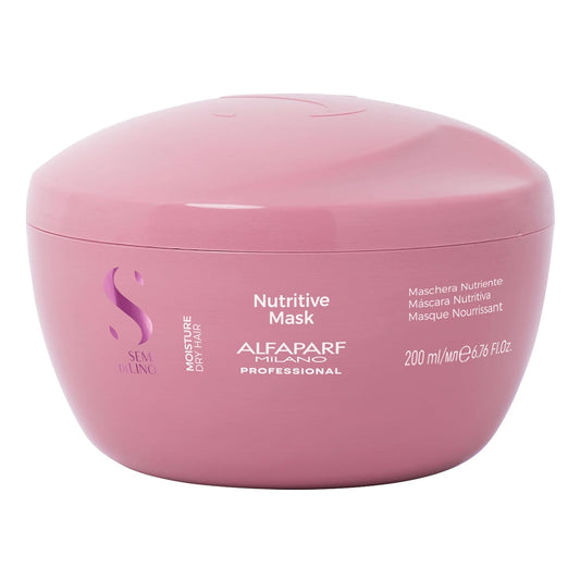 ALFAPARF MILANO Moisture Nutritive Mask For Dry Hair Frizzy, Frizz Anti-Dryness Hair - Safe On Color Treated Hair, Paraben And Paraffin Free, Paraben And Paraffin Free Semi Di Lino, 200 Millilitre