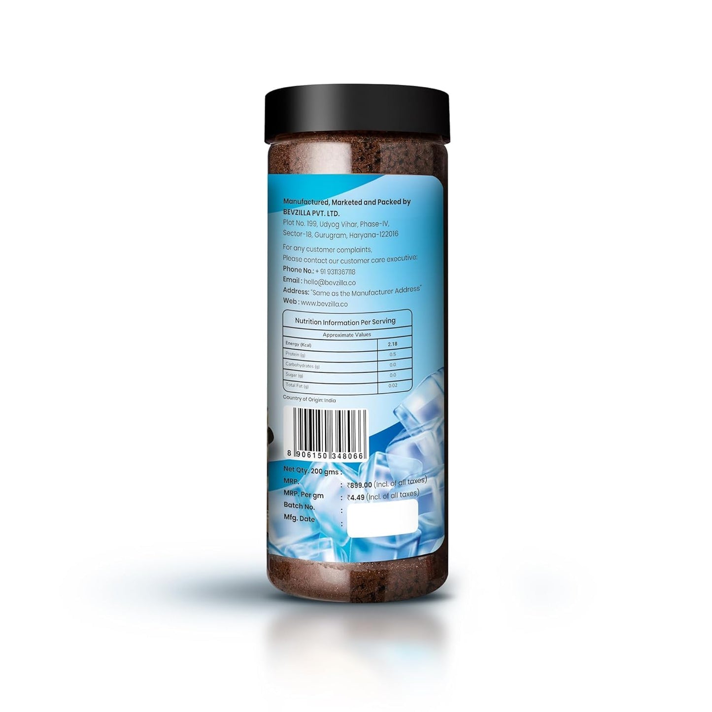 Bevzilla 200 Gram Instant Iced Coffee Powder | Make 100 Cups|Arabica Strong Coffee|Cold Coffee | Unbreakable Jar