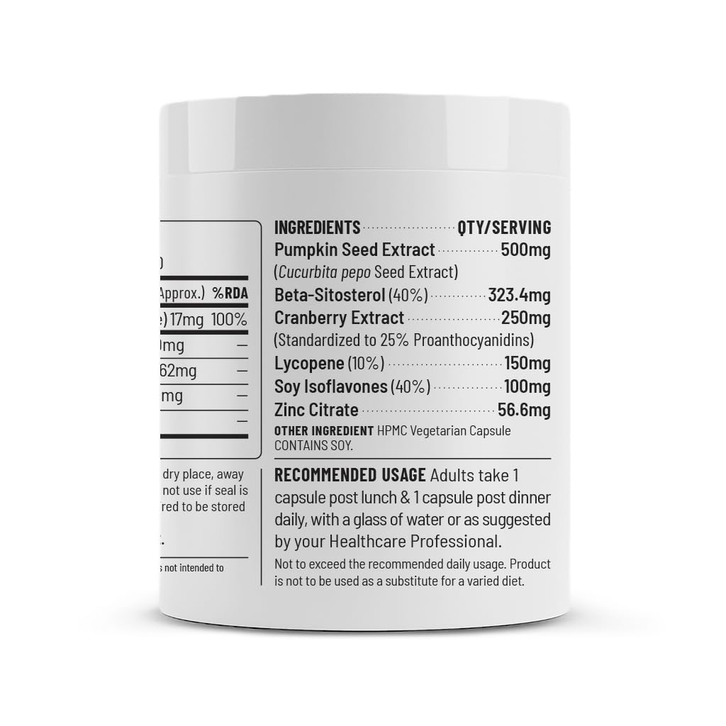 Zephivo Unived Prostate Health with Beta-sitosterol, & Pumpkin Seed Extract | Helps Reduce Night time Bathroom Trips, Supports Better Bladder Emptying & Healthy Prostate Function | 60 Vegan Capsules
