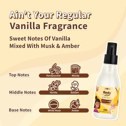 Plum BodyLovin' Smokin' Vanilla Body Mist | Long Lasting Spicy Fragrance for Women & Men With Honeysuckle, Musk | High on Fun | Travel-Friendly Perfume Spray 150 ml