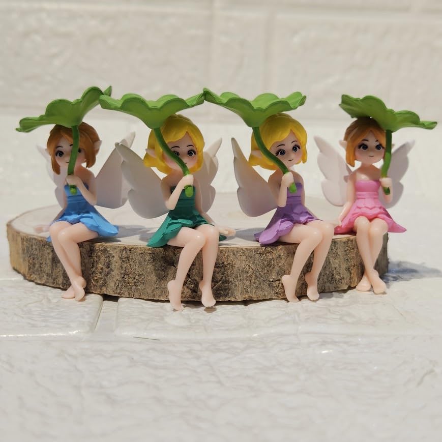 Miniature Leaf Fairy Set of 4 for DIY Projects, Garden Decor, Car Dashboard Accessories, Birthday Gifts