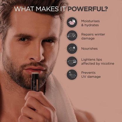 The Man Company Lip Balm for Dry, Chapped and Dark Lips - 4gm | Moisturizes, Nourishes & Soften Lips with the power of Vitamin E, Coconut & Olive Oil