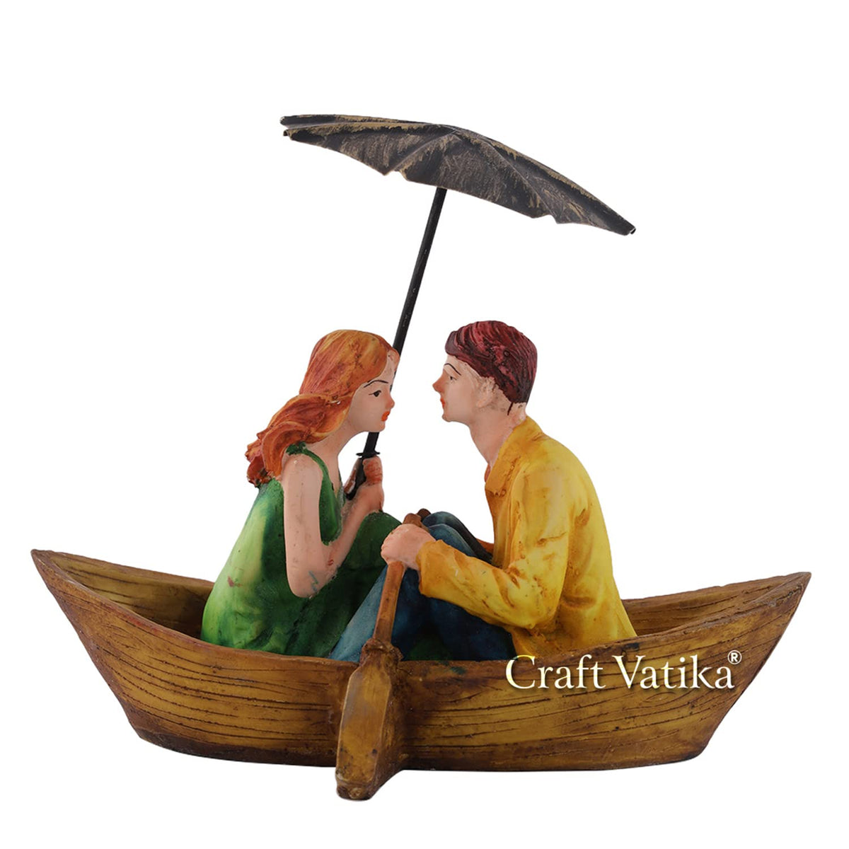 Valentine Gift for Girlfriend Boyfriend Husband Wife Girls Boys | Romantic Love Couple On Boat Showpiece Lovers Statue Gift Valentine Day Anniversary Home Decor Items (8.5x5.4x6.2 Inches)