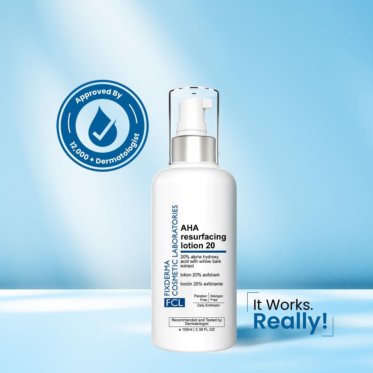 FCL Glycolic Acid AHA 20 Lotion For Body And Face | Dead Skin Remover | Paraben Free AHA Exfoliating Lotion For Dry, Itchy And Rough Skin - 100ml