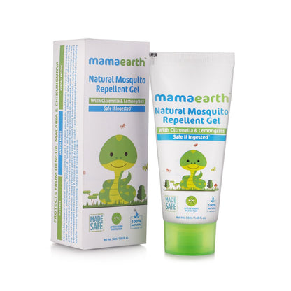 Mamaearth Natural Mosquito Repellent Gel - 50 ml | Infused with Citronella Oil, Lemongrass Oil & Peppermint Oil | DEET Free, Protects from Dengue, Malaria & Chikungunya