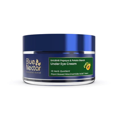 Blue Nectar Under Eye Cream for Dark Circles for Men | Natural Niacinamide Cream from Papaya & Potato | Effective for Wrinkles, Fine Lines & Puffiness (19 Herbs,15gm)