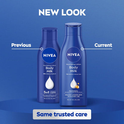 NIVEA Nourishing Body Milk 120ml Body Lotion with Deep Moisture Serum | 48 H Moisturization | With 2X Almond Oil | Smooth and Healthy Looking Skin |For Very Dry Skin