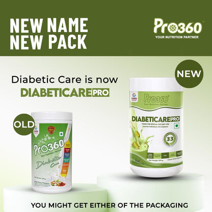 Pro360 Diabetic Care Protein Supplement Powder for Dietary Management of People With Diabetes - Helps in Managing Blood Glucose - No Added Sugar - Kesar Pista Flavor - 200g