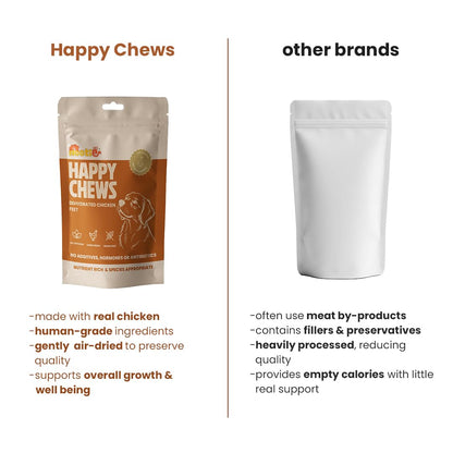 Nootie Happy Chews – Dehydrated Chicken Feet Dog Treats (80g) | Natural, Protein-Rich Chew for Joint & Dental Health