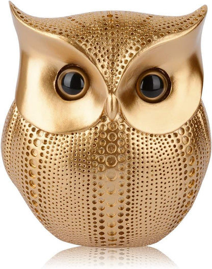 Resin Owl Statue (5.7 Inch) | Decorative Owl Sculpture & Figurine for Home Decor | Modern Tabletop Showpiece for Living Room, Bedroom, Office, Shelf & Bookshelf | Gold