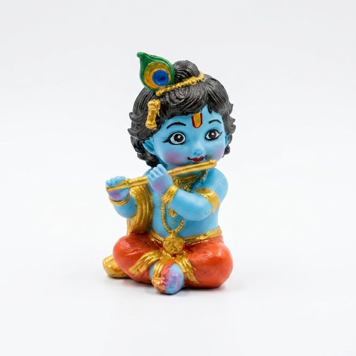 DOOR BIG Little Krishna Idol for Car Dashboard | Bal Gopal Laddu Gopal Murti | Cute Baby Krishna Statue for Home Temple, Office Desk & Pooja Room Decor | Resin Showpiece | Janmashtami Gift