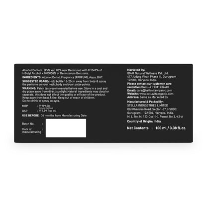 Back label of a product with text and branding details on a white background