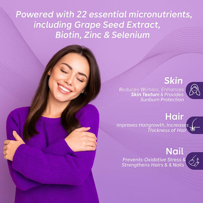 Perfectil Skin Hair Nails Multivitamin Tablets (2 Months Pack) | Triple Action Formula with Biotin, Grape Seed Extract, L-Cysteine & 19 Micronutrients | Daily Multivitamin & Nutritional Supplement | Gluten Free | 60 Tablets | 1,079mg Per Tablet