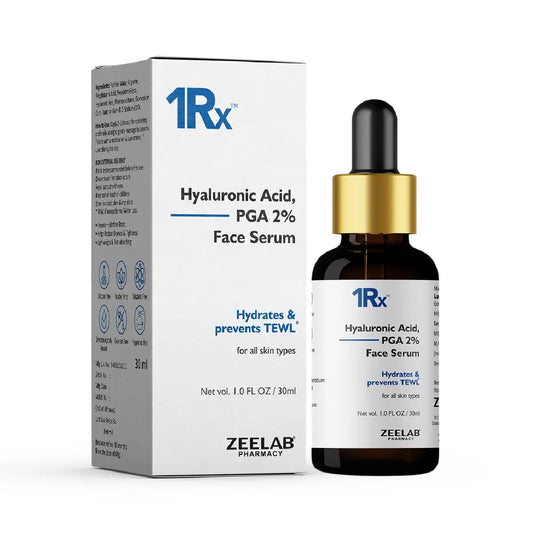 1Rx Hyaluronic Acid PGA 2% Face Serum with packaging on a white background