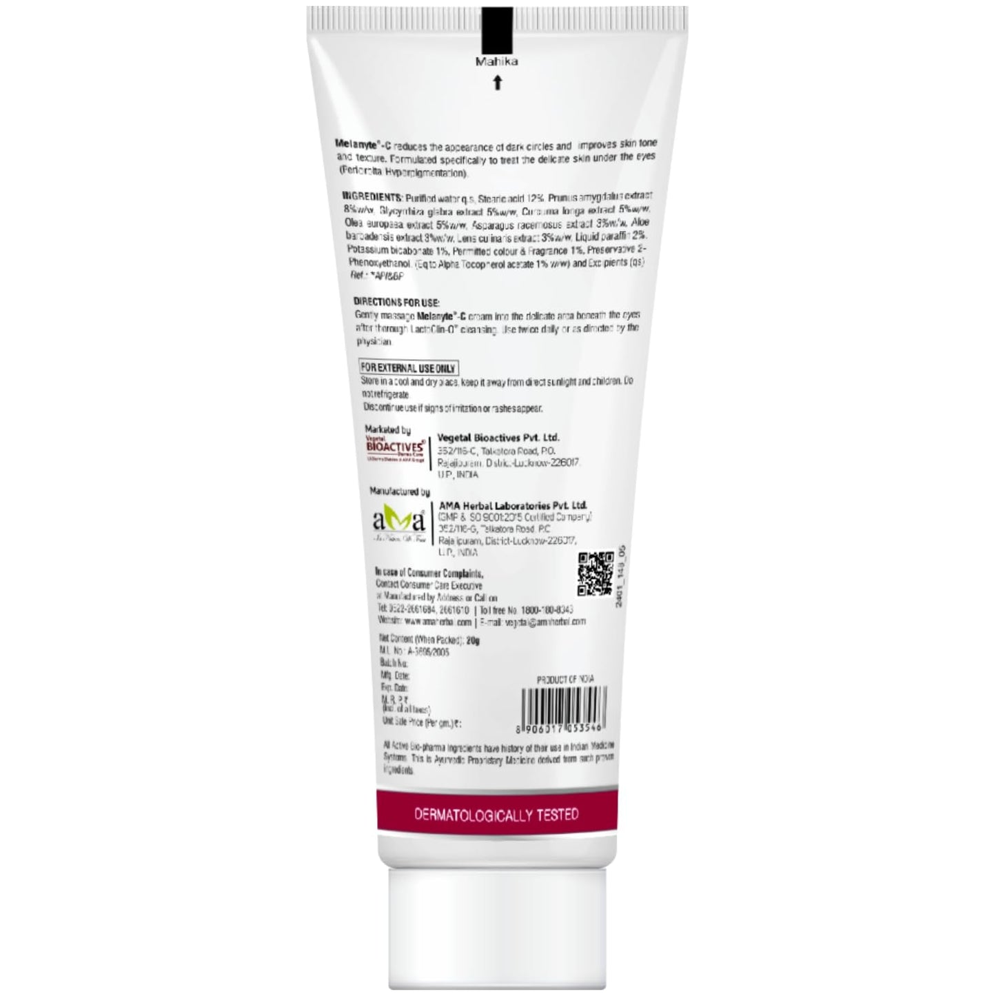 Vegetal Melanyte-C -Under Eye Dark Circle Cream- 20g.