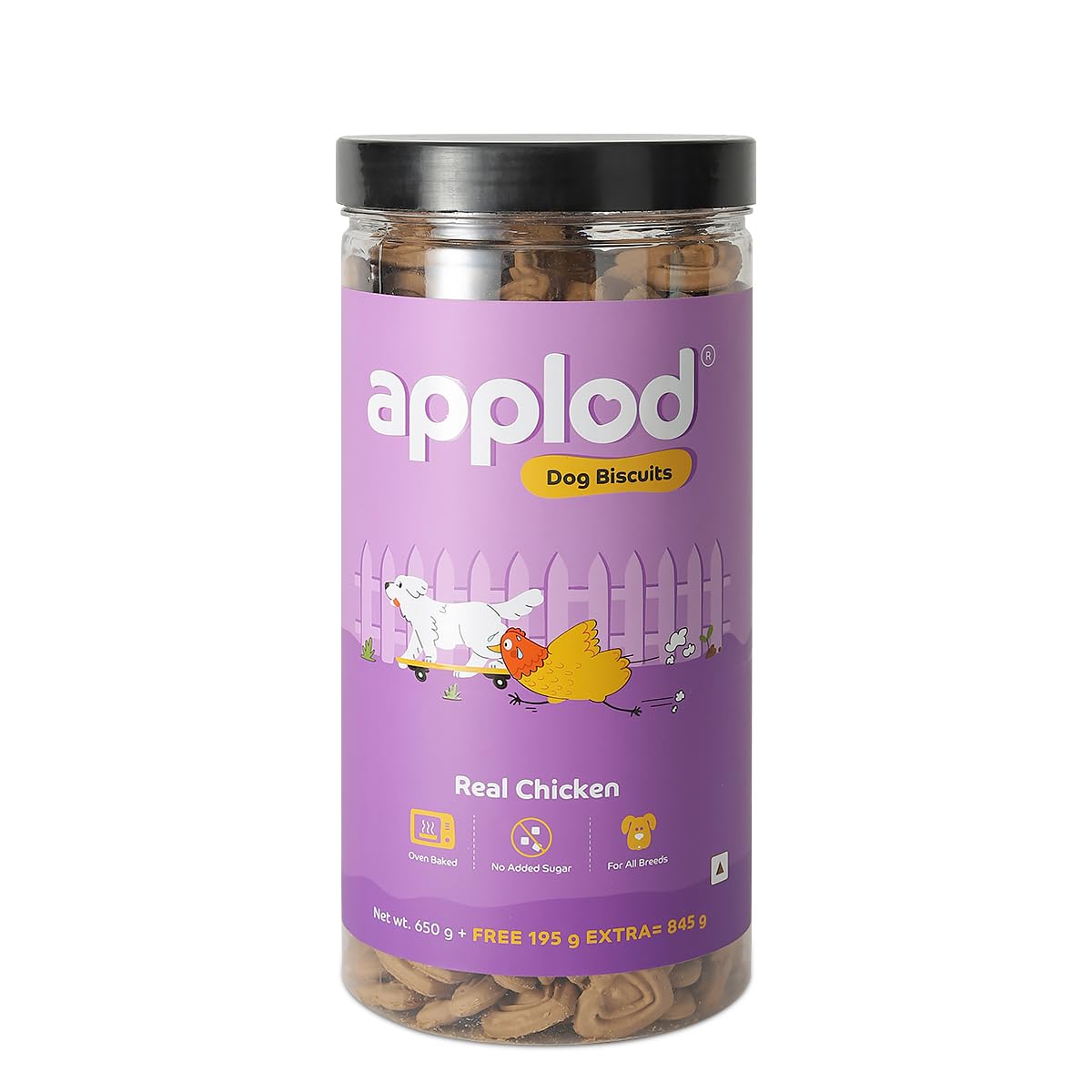 Applod Chicken Dog Biscuits for Puppies & Adult Dogs | Oven-Baked Crunchy Dog Treats Made with Real Ingredients | Healthy Training & Reward Snacks | 845g