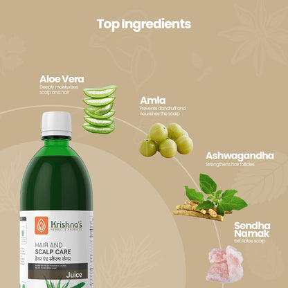 KRISHNA'S HERBAL & AYURVEDA Hair & Scalp Care Juice 1000 Ml,Hair Care Juice For Hair Growth & Hair Fall Control,Blend Of 7+ Ayurvedic Herbs,No Artificial Colors,Flavours & Sugars,Use 60 Days
