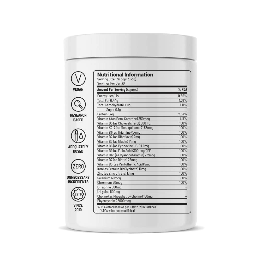 Zephivo Unived Vegan Essentials | Formulated for those on a Plant-Based diet | Adequately dosed Key Vitamins, Minerals, Supergreens, and Amino Acids | 30 Servings
