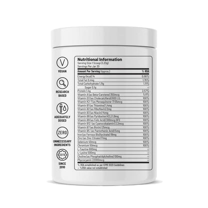 Zephivo Unived Vegan Essentials | Formulated for those on a Plant-Based diet | Adequately dosed Key Vitamins, Minerals, Supergreens, and Amino Acids | 30 Servings
