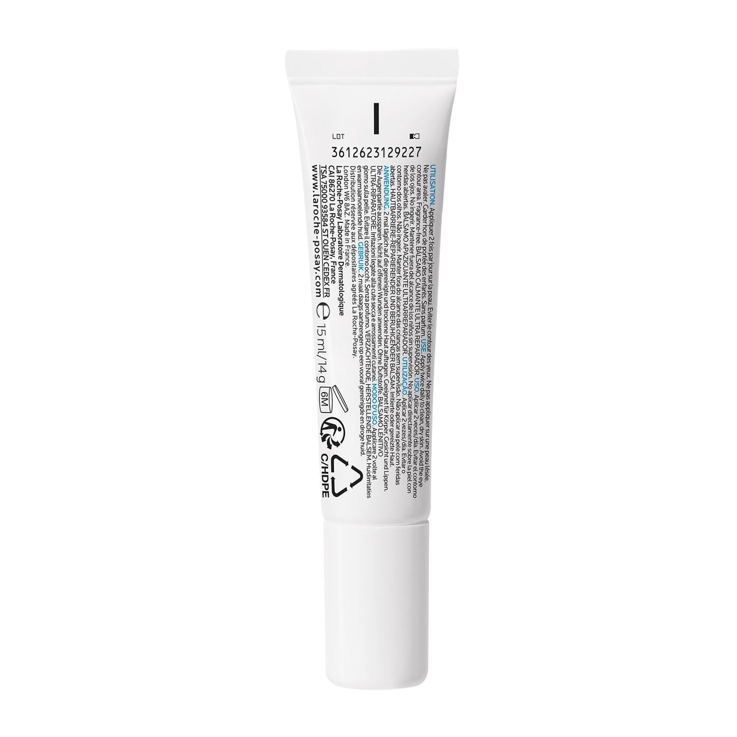 White tube with text on a white background