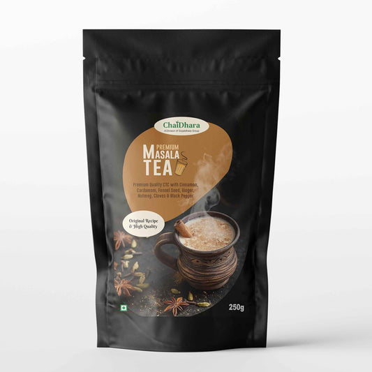 Chaidhara Masala Chai | Premium Spiced Tea with 100% Natural Ingredients | Strong Flavour & Aroma | 250 grams Standup Pouch | Mktd by Gopaldhara