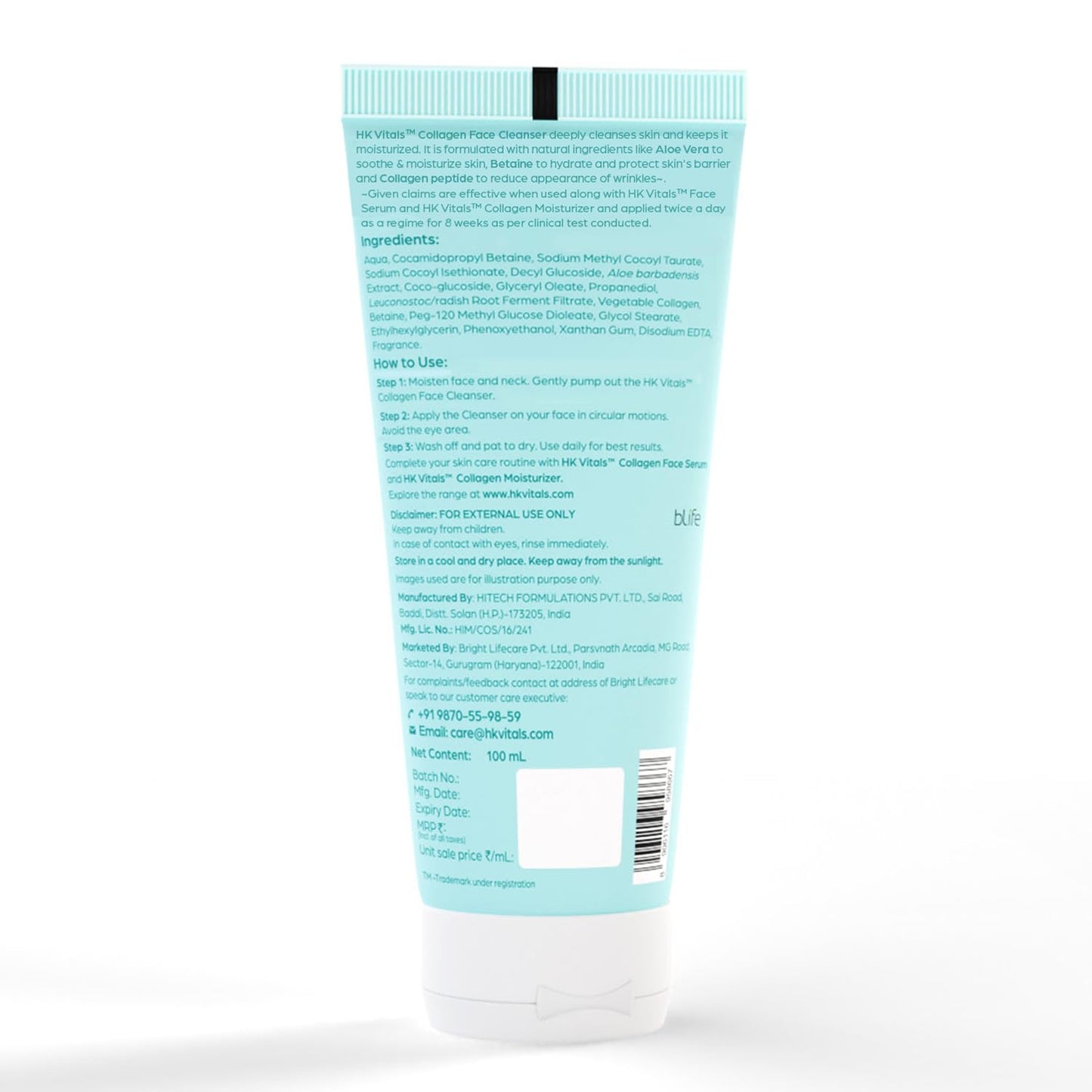 HK VITALS by HealthKart Collagen Face Cleanser with Aloe Vera Extract (100ml) | Reduces Fine Lines, Wrinkles, & Skin Dullness | All Skin Types