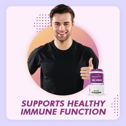 Zephivo HealthyHey Nutrition Zinc Citrate, Supports Immune and Immunity - 120 Veg Capsules
