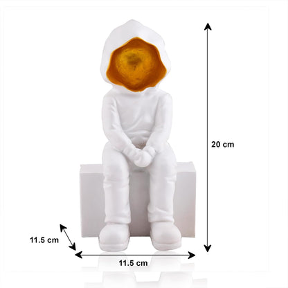 Xtore Modern Abstract White and Gold Figurine | Resin Home Decor Accent | Unique Art Piece for Living Room, Office, or Gallery | Contemporary and Thought - Provoking Design