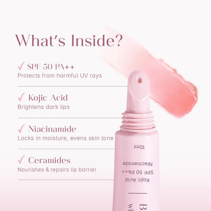 Seoulskin Brightening Lip Balm with SPF 50 PA++, Kojic Acid & Niacinamide | Brightening Lip Balm for Dark Lips | Repairs Chapped Lips | For Dark Lip Lightening & Protection | 10g