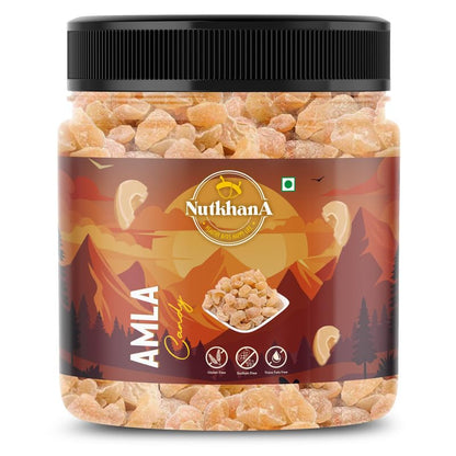 Nut khana Organic Dried Amla Candy | Sweet & Tangy Indian Gooseberry Dry Fruit Mouth Freshener | Healthy Digestive Snack | No Added Sugar