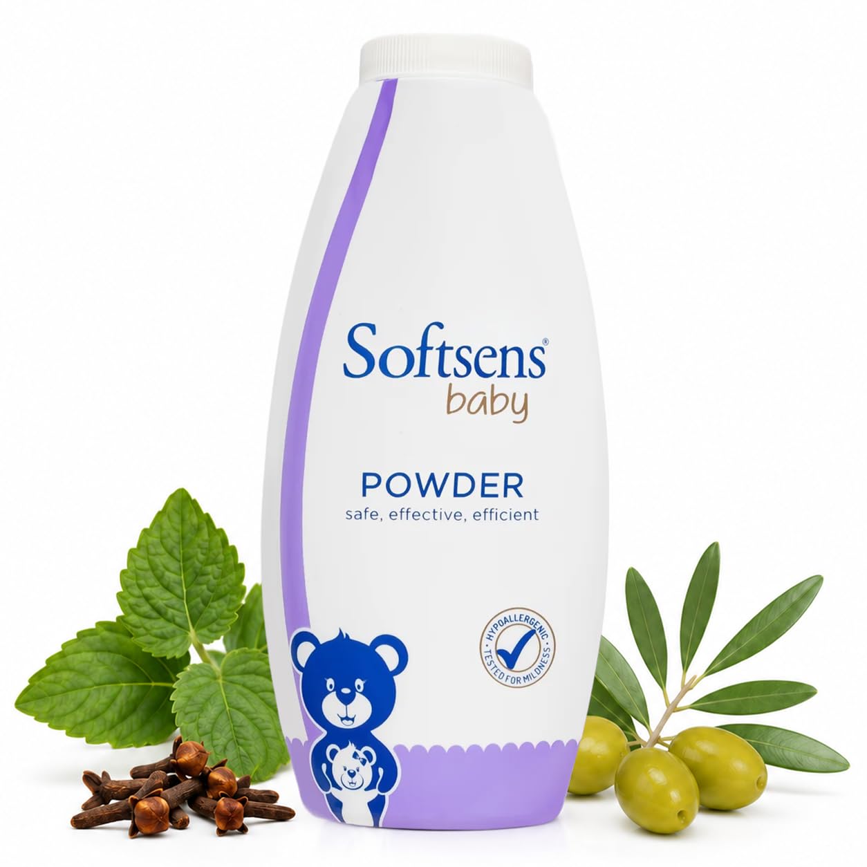 Softsens Baby Powder|Enriched with Patchouli & Olive|Soothes & Moisturises Baby’s Skin|Mild,Dermatologically Tested,Hypoallergenic & Paraben-Free|400g
