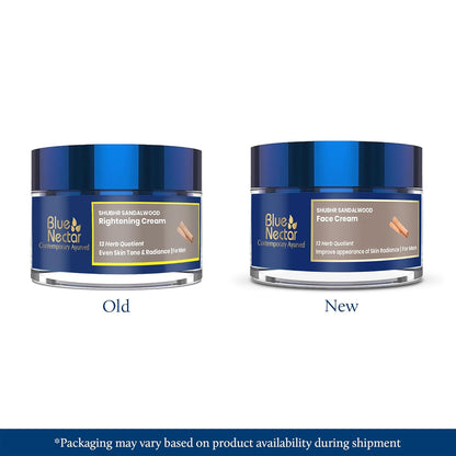 Blue Nectar Ayurvedic Sandalwood Radiance and Skin Brightening Cream | Moisturizing Day Cream for Men for Daily Use | Plant Based Face Cream for Men (13 Herbs, 50g)