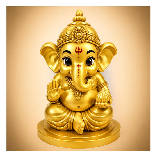 VASPAR Cute Ganesha Idol for Car Dashboard & Home Decor | Mini Ganpati Murti | Vinayagar Statue for Pooja Room, Office Desk & Living Room | Decorative God Idol for Housewarming, Diwali & Gift