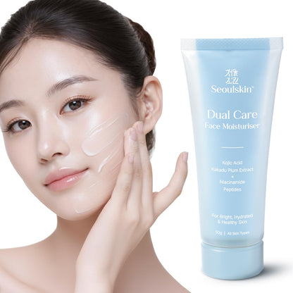 Seoulskin Dual Care Face Moisturizer Cream | 2-in-1 Face Moisturizer for Women | Lightweight Gel Cream | Brightening & Hydrating Face Cream | Repairs Skin Barrier | With Kojic Acid, Niacinamide & Peptides | Non-Comedogenic | 50g