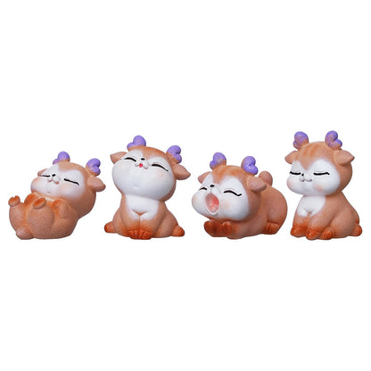 Set of 4 Miniature Cute Deer Statues Animal Figurines Showpiece for Home Decor Living Room Valentine Gift for Girlfriend Boyfriend Husband Wife Her Him | Valentine Day Decoration Items