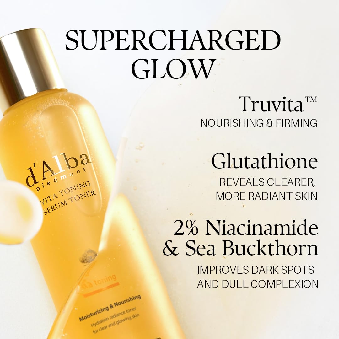 d'alba Piedmont White Truffle Vita Toning Serum Toner, Glass Skin with Double Vitamin Skincare, Water-like serum toner with strong boost for brightening & hydration, 180ml