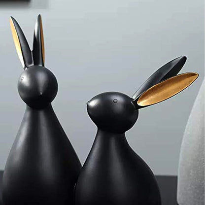 Resin Rabbit Figurines for Home Decoration (Pack of 1, Black)