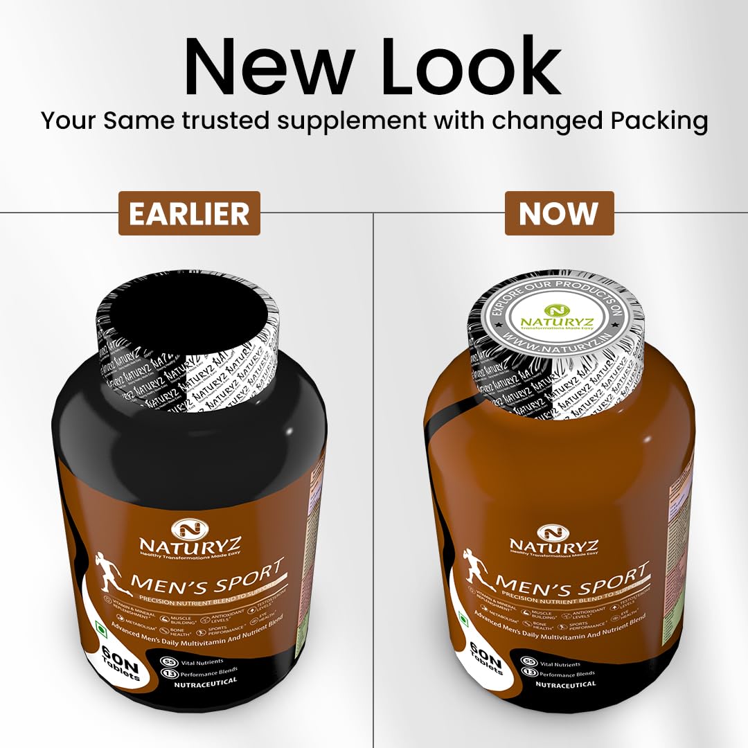 Naturyz Men's Sport Advanced Daily Immunity Supplement Specialized Multivitamin Tablet -Pack of 60 count