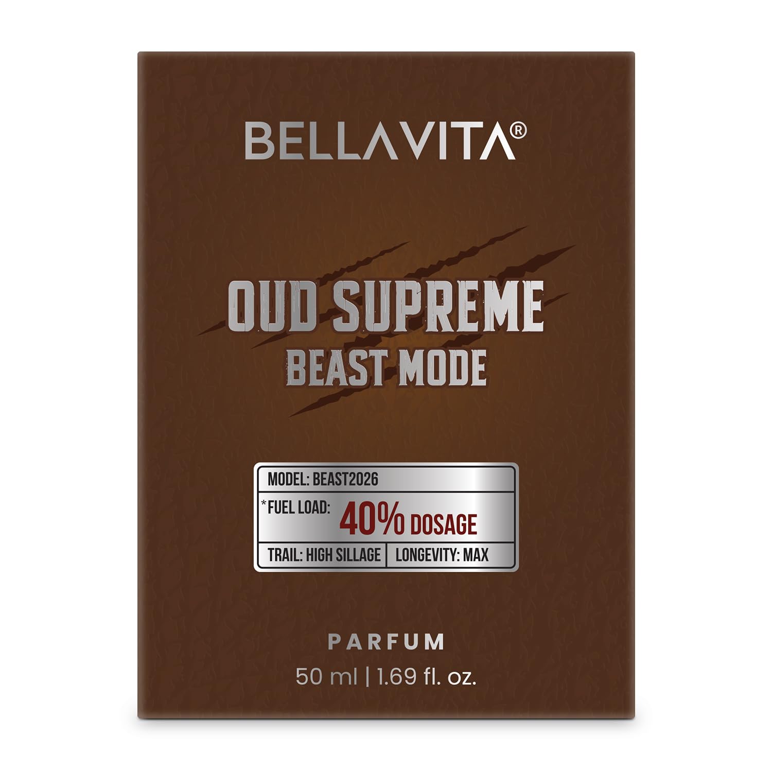 Bellavita Oud Supreme Beast Mode parfum packaging on a white background