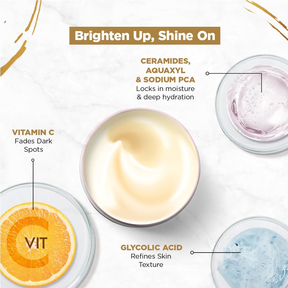 Skincare product with ingredients highlighted on a white background