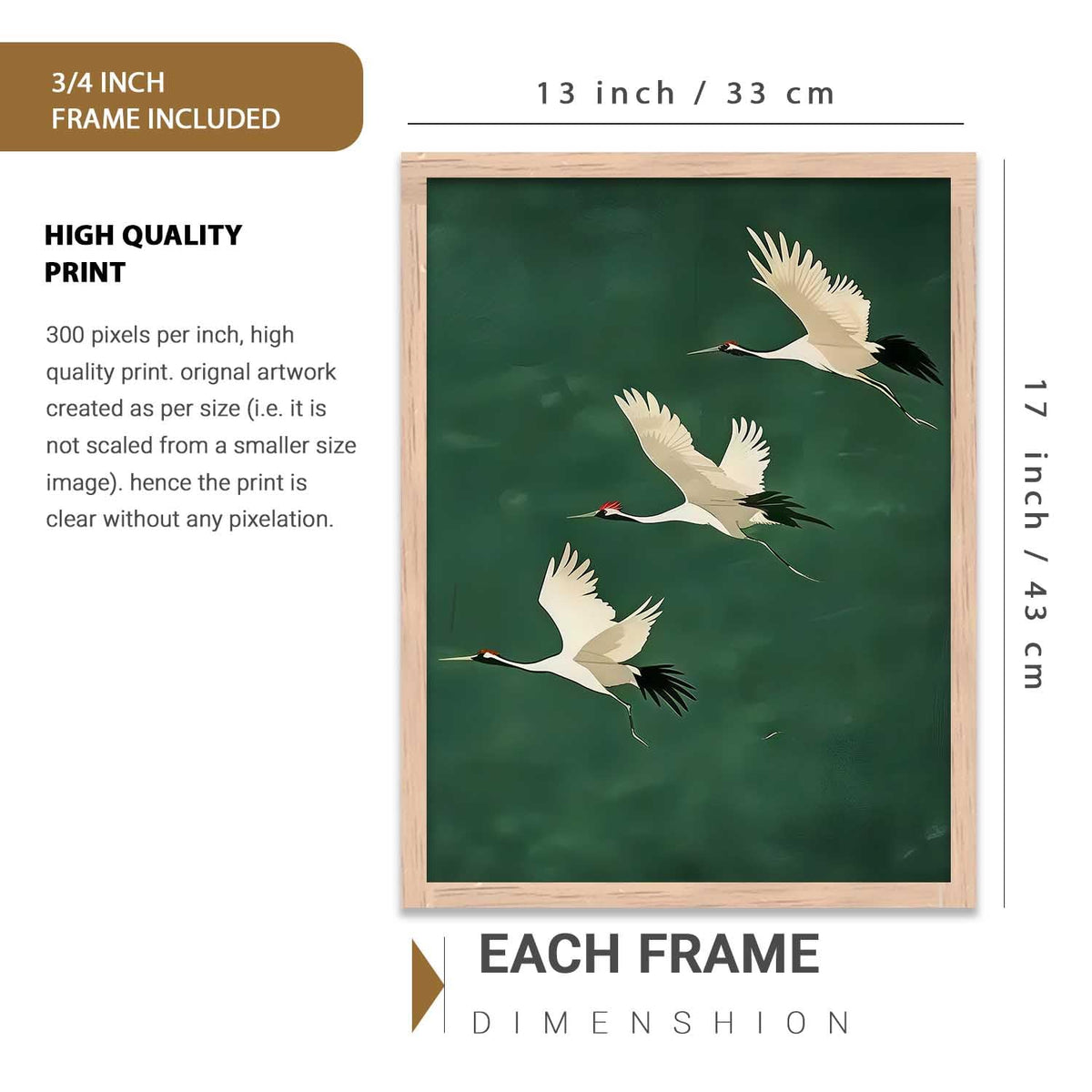 Home Decor Nature Art Painting Decorative Wall Art | Poster With Frame For Living Room Bed Room Hotel Wall Decor Digital Reprint Set of 3 (13X17 inch)