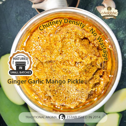 Chokkha Traditional Homemade Mango Garlic Pickle | Sarso Mustard Oil | No Colour | 400 Gm